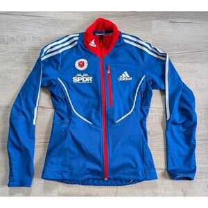 USA Biathalon Adidas Warm Up Jacket w/ Sponsors Women's Sz Small SPDR Ski